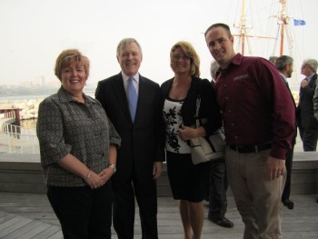 Sandy, Secretary of the Navy Ray Mabus, Mary, and Daniel at the official naming of the USS Milwaukee